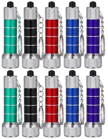 Garneck Led Torch Keychain Set of 10 Mini Torch Key Rings with 5 Led Powerful Keychain Portable Keyring Light for Kids Camping Emergency Blackout Gift