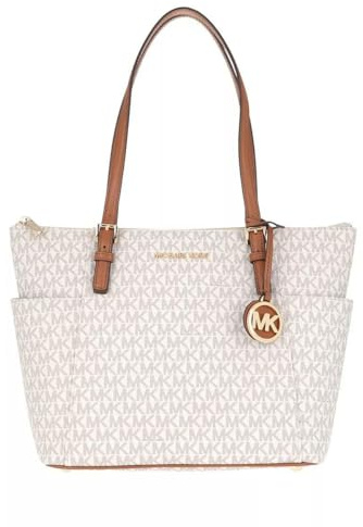 Michael Kors borsa a spalla Jet Set East West Signature Top Zip, Vanilla/Acorn