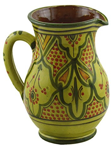 Moroccan Pitchers Sangria Handmade Ceramic Carafe Beverage Dispenser Jar Cooler Easy Pour 58 Oz Large