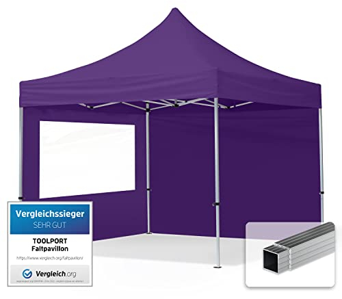 TOOLPORT Carpa Plegable Pabellón Carpa Plegable 3x3m - 2 Partes Laterales Pabellón ALU PES300 Carpa Party Techo 100% Purpura