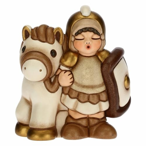 THUN - Figur Soldat Krippe mit Pferd - Weihnachtsdekoration Haus - Klassische Krippe, weiße Variante - Keramik - 7,5 x 5,5 x 8,5 cm