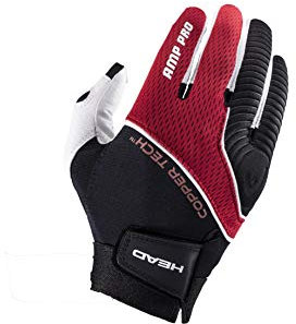 Head AMP Pro Leather Racquetball Glove for Right and Left Hand Black/Silver/Red Black