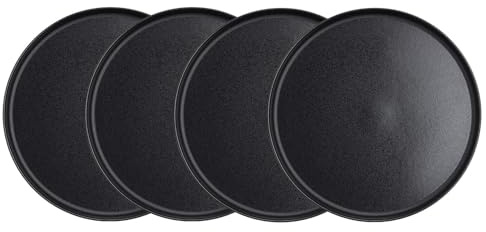 BUTLERS 4er-Set Essteller Steinzeug - CASA NOVA - spülmaschinenfest | Farbe Schwarz - ø 27 cm - Speiseteller für Hauptgerichte & Beilagen - Dinnerteller für Fleisch & Fisch - Skandi-Design