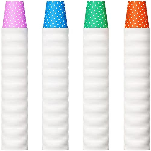 500 Pack 5oz Paper Cups, Multicolor Paper Disposable Cups, Small Mouthwash Cups, Cold Beverage Drinking Cup for Party, Travel and Event (Dots)