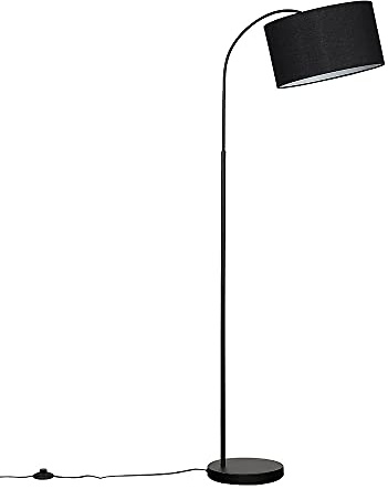 MiniSun | Modern Designer Style Black Curved Stem Floor Lamp with a Black Cylinder Shade | Floor Lamps & Torchieres, Home Décor & Improvement Essential | Includes Bulb [3000K Warm White]