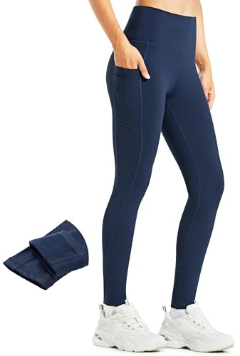 Libin Leggings Polaire Femme Chaud Leggings Hiver Femme | Thermique Élastiques Taille Haute Sport Chaud Pantalon avec Poches
