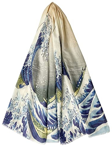 GFM® - mix di seta - Sciarpa estiva basata sulla pittura - (VSLK) - Vslk-hokusai-la grande onda