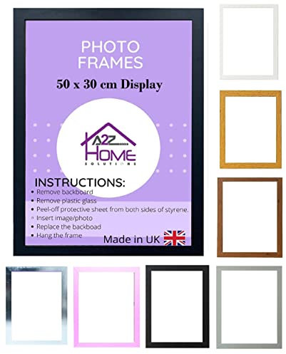 A2Z Home Solutions® Large Wall Picture Frame 50 x 30 cm Frame Landscape & Portrait Panoramic Frame Wall Mount Poster Photo Painting Art Gallery Clear Perspex Front MDF Fitted Quality BackBoard (Black)