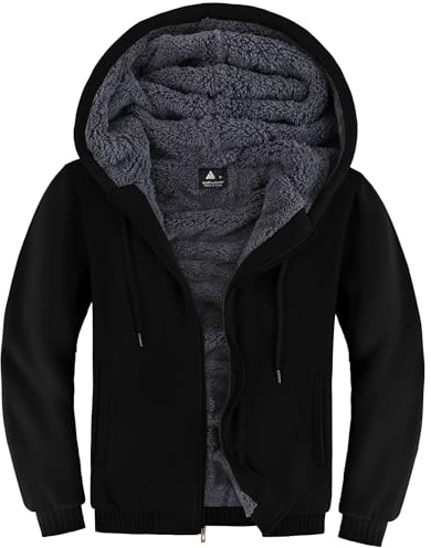 SwissWell Herren Fleecejacke Full Zip Kapuzenjacke Winter Sweatjacke mit Kapuze Gefütterte Hoodie Männer