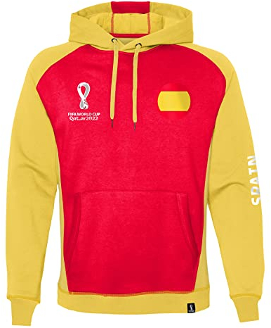 FIFA Sweat à Capuche Officiel Coupe du Monde 2022, Rouge/Jaune, XXL Homme