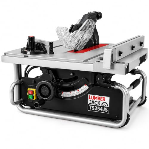 Lumberjack Portable Table Saw 10 254mm Compact Heavy Duty Professional Jobsite Bench Saw, 2000W Induction Motor 230V Height & Angle Adjustment for Woodworking Saws