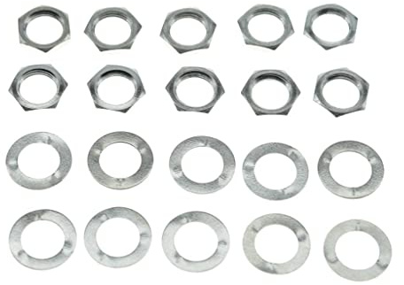 Dopro 10 Stück Messing USA 3/8 Zoll 32 Gewinde Gitarrentöpfe Muttern Potentiometer Sechskantmuttern Gitarren Bass Jack Muttern und Unterlegscheiben für US CTS Pots/Switchcraft/Pure Tone Jacks Nickel