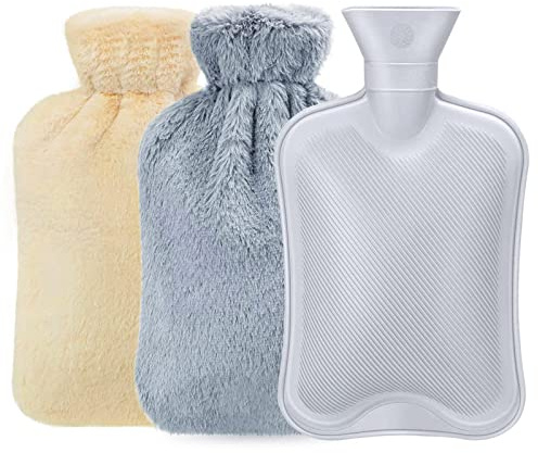 WäRmflasche Mit Bezug 2 Liter WäRmeflaschen Groß FüR Kinder Erwachsene Mit 2 Flauschig Soft Washable PlüSch Baumwolle