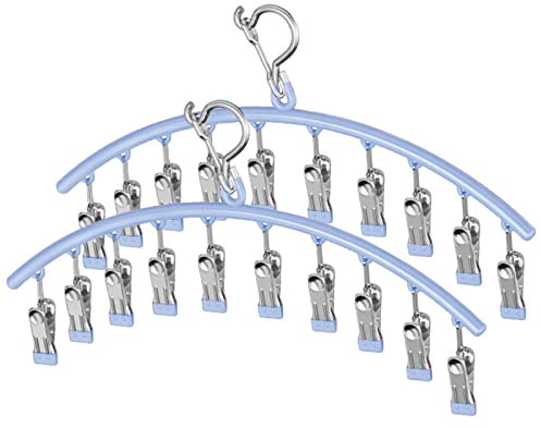 Gesuter Hanger Windproof, Stainless Steel Laundry Drying Rack With 10 Clips | Clothes Drying Rack For Drying Socks, Towels, Diapers, Bras, Baby Clothes, Underwear, Scarfs, Hats, Gloves