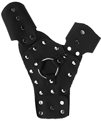 HUFFA Bracciali da Pesca in Pelle Tiro con L'Arco Guanti protettivi for Arco Fionda Nera Catapulta Equipaggiamento da tiro Mano Sinistra/Destra (Color : Left Hand)