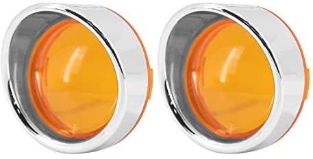 HCmotorku Motorrad Bullet Amber Blinker Objektivabdeckung mit Chrom-Visierblenden passend für Harley Dyna Sportster Softail Touring Street Glide Road King 2St