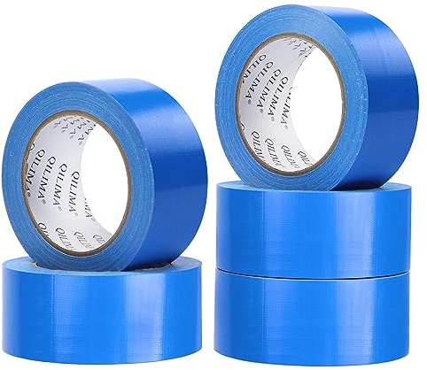QILIMA Cinta Adhesiva Americana Profesional de Tela Azul - 48 mm x 27 m - 5 rollos - reparaciones, Fijar,bricolaje, manualidades (Interiores y Exteriores)