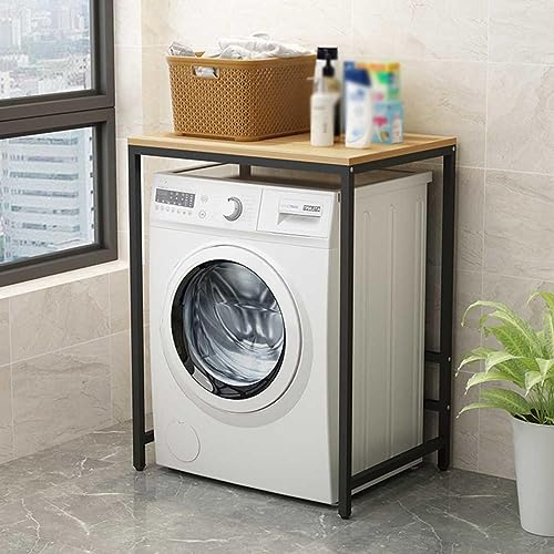 YWQJL Waschmaschinenschrank Überbauschrank Für Trockner Waschmaschine Waschmaschinenregal Holz 60 cm Breit Überbau Regal Über Waschmaschine Washing Machine Cabinet,SchwarzerRahmen+Holzplatte