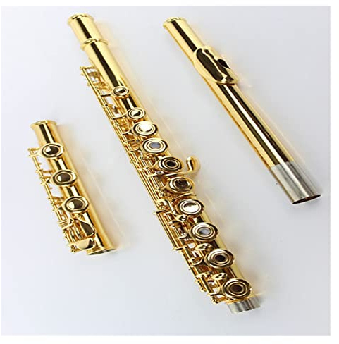Flöteninstrument Blasinstrument Vergoldete 17-Loch-C-Melodie-Flöte Mit Offenem Loch, Weißes Kupfer, Goldene Klappe, B-Schwanz, E-Klappe, Goldene Flöte Professionelles Querflöten