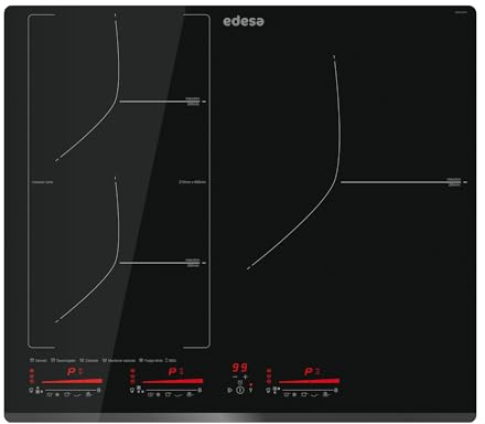 EDESA Placa EIM-6331 HT BQ, Biselado frontal, Panel de Control Multi Slider Touch, Selector de Potencia individual, 9 niveles y Booster, Temporizador, Ancho 59 cm Color Negro
