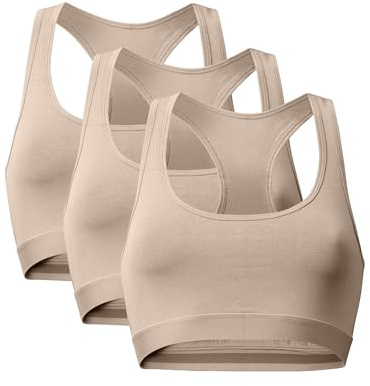 DANISH ENDURANCE Brassières en Coton Bio, Lot de 1 ou 3, Beige, XL