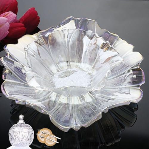 JUNYFFF Corbeille À Fruits en Bol Décoratif, Diamètre 30/20Cm, Verre en Cristal Coupe De Fruits Ménage Maison Créative Table Basse Pot De Bonbons Salon Moderne Maison Créative, 3Pcs,Blanc