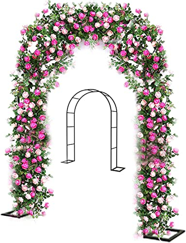 Rosenbogen, Garten-Torbogen Aus Metall, Pergola Rankhilfe Verzinkt Rost, Laubengang Rankgestell Mit Sockel Für Verschiedene Kletterpflanzen, Einfache Montage, 6 Größen,Schwarz,120x220x40CM
