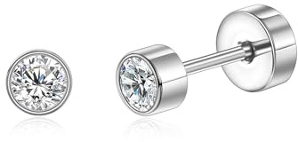 Titan Ohrringe Hypoallergen G23 Titan Ohrstecker mit Schraubverschluss | 20G Kleine Titan Ohrstecker für Damen Herren Mädchen, Ohrstecker für Ohrläppchen und Knorpelpiercings