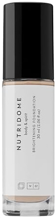 Nutridome - Illuminierende Foundation 30 ml - Hyaluronsäure, Weizenextrakt, Schneckenschleim, Glitzerpartikel, Kaschiert kleine Unvollkommenheiten, Kein Maskeneffekt, Farbe: Elfenbein, Helle Haut