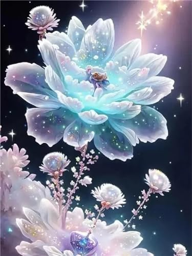 Diamond Painting, Diamant Painting Bilder Kinder, 80x60cm Vollbohrer Malen Nach Zahlen Basteln Erwachsene Diamond Painting Set, Diamond Art Painting für Home Wall Dekoration Kristall-Seerosen S-8959