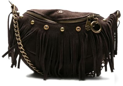 BARONE Borsa donna in pelle camoscio, tracolla regolabile e catena fissa, Made in Italy, borsa firmata per ogni occasione