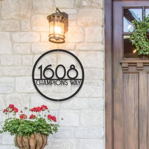 Custom House Number Sign Circle,Modern House Number Address Sign,Personalized 3D Floating Acrylic Door Sign Number Address Sign Plate for Outdoor Yard House Mailbox Plaque Sign (30cm,Black)