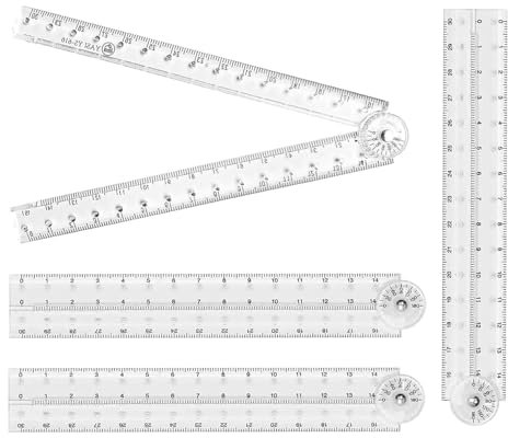 Paquete de 4 reglas plegables, regla plegable de 30 cm, regla resistente y práctica, regla plegable transparente, regla flexible para escuela, oficina, estudiantes, niños, profesores