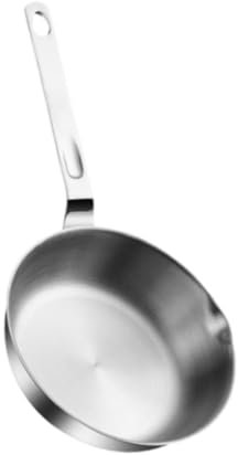 Colcolo Padella in Acciaio Inox per friggere bistecche con Manico Lungo, Padella Antiaderente per scaldare l'olio Senza Rivestimento, Fondo Piatto per la, 16 Cm