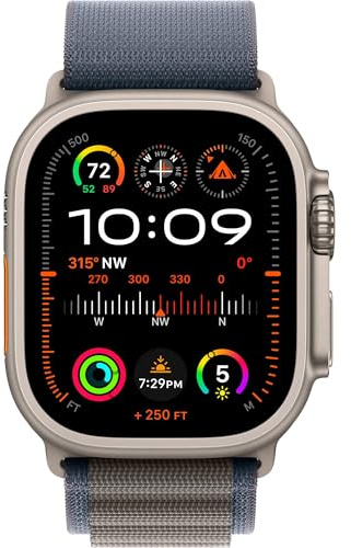 Apple Watch Ultra 2 [GPS + Cellular, 49MM] Titanboett med Alpine Loop Bleu, M (Renoverad)
