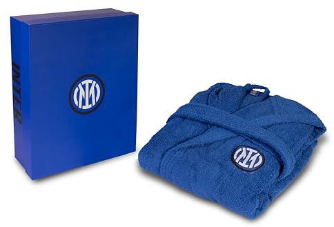 hermet Inter, Accappatoio con Cappuccio, Accappatoio Unisex, in Spugna 380 gsm, 100% Cotone, Logo dell' Inter Lato Cuore, Taglia XL