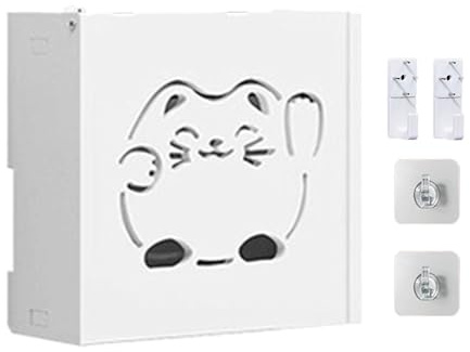 Generisch Caja de almacenamiento para router, router, router Fortune Cat Router Hider Box para la pared, bonita caja organizadora de router, soporte para routers wifi para mandos a distancia, joyas