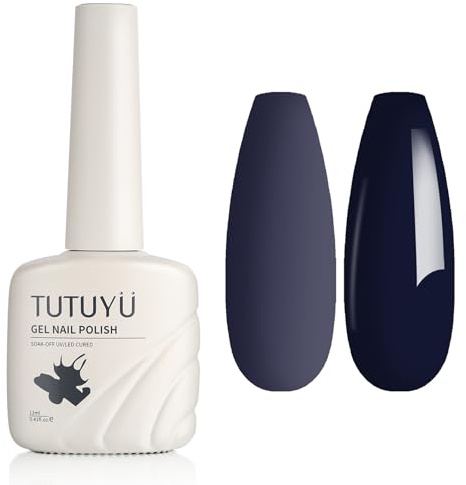 TUTUYU Midnight mörkblå gelnagellack, 12 ml UV/LED blötläggning mörk indigo blå gelnagellack för manikyrsalong eller gör-det-själv-nagelkonst hemma