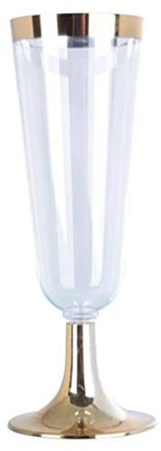 KWMAEEUID Bicchiere da Vino in Vetro, Bicchiere da Champagne, 6 Pezzi con Bordo in plastica, Coppa Gelato per Vino Rosso, degustazione Dessert in Oro Rosa (150 ml Dorato)