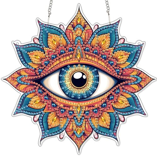 Reofrey Hanging Diamond Art Kits for Adults– 20x20cm Eye Acrylic Board Double Sided Pattern Diamond Painting Suncatcher Pendant, DIY Crystal Art for Home Wall or Window Decoration Gift