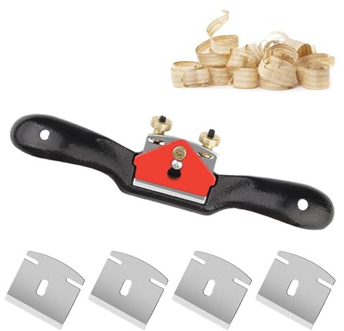 Wjelet 1 Pcs 9-Inch Wood Plane Wood Shaver, Planers for Wood, Spokeshave Tool with 4 Replacement Blades, Woodworking Tools for Woodworking and Manual DIY Enthusiasts