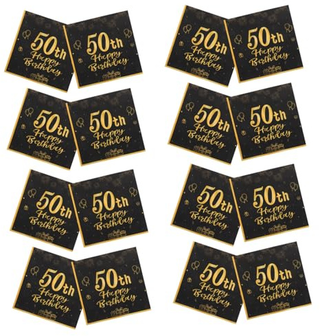 IWOWHERO 20stücke Geburtstagsservietten Schwarz-gold Papierservietten Für Geburtstagsfeier Praktische Einwegfähige Tischdeko Für Familienfeiern Und Partys