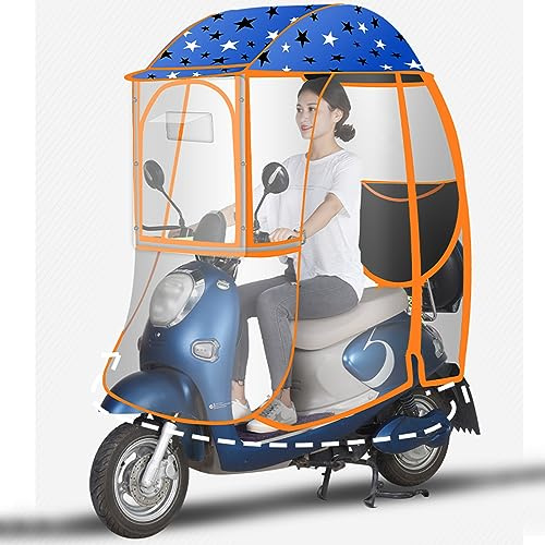 Toit de pluie pour scooter de mobilité – Auvent de moto électrique universel entièrement fermé – Protège le parapluie avec bandes réfléchissantes et poches