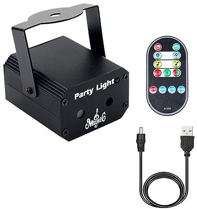 Strobo Discoteca, 32 Pattern Stage Lighting Disco DJ Party Lights Beam Strobe Lamp Mini USB for Home Birthday Halloween KTV Bar Christmas per Feste da Ballo DJ di Compleanno Karaoke(USB Remote Control