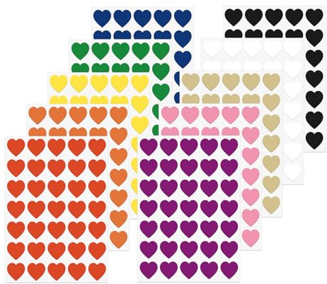 FINDAT Bunt Aufkleber Herz 25mm Selbstklebende Etiketten 700 Stück | 10 Farben, Wasserfest. Für Hochzeiten, Scrapbooking, Geschenke, Umschläge & DIY