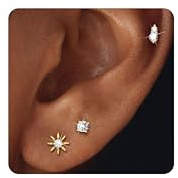 Diamday 3Paar Ohrstecker Gold Helix Piercings Chirurgenstahl Medizinische Ohrstecker für Damen Herren Hypoallergen Ohrringe Set Piercing Ohr Helix Tragus Conch Piercings Ohrringe Gold Stecker