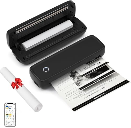 YULEYU Portable Printers Wireless for Travel, Thermal Printer for Phone & Laptop, Inkless Bluetooth Small Compact Mobile Printer for Home Use, Vehicle & Airplane, Support A4/A6/A7/2IN Paper Size