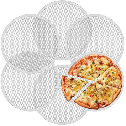 SUPPUIMNT Lot de 6 grilles à pizza perforées antiadhésives de 30,5 cm - Rondes avec revêtement antiadhésif - Résistantes à la température - Réutilisables
