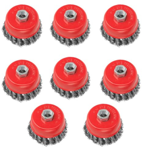 8 PCS Wire Cup Brush for Angle Grinder 115mm, Twist Knot Wire Brush Ø 75 mm Thread M14 x 2 Fits for Heavy Cleaning, Stripping, Paint, Rust Removal, Rough Surface Treatment and Grinding | Wire Brush for Grinder Fits for Heavy Cleaning, Stripping, Paint, Rust Removal, Rough Surface Treatment and Grinding