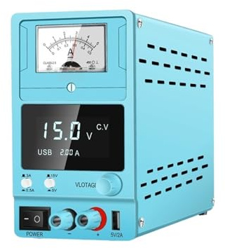 Fuente de alimentación de banco de 15 V 3 A CC, regulador de voltaje lineal variable de 220 V CA, estabilizador ajustable de laboratorio, indicador de corriente, fuente de alimentación Apto para labor